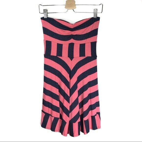 Ella Moss Womens Dress Size S Pink Navy Stripe Tube Sleeveless‎ - Picture 1 of 7